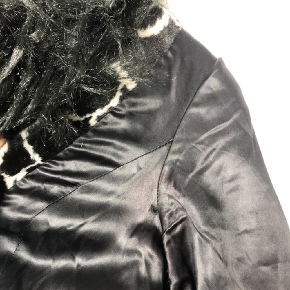 Rare Vintage Betsey Johnson Mongolian Faux Fur Animal Print 90s Y2k Trench Coat - Picture 16 of 16